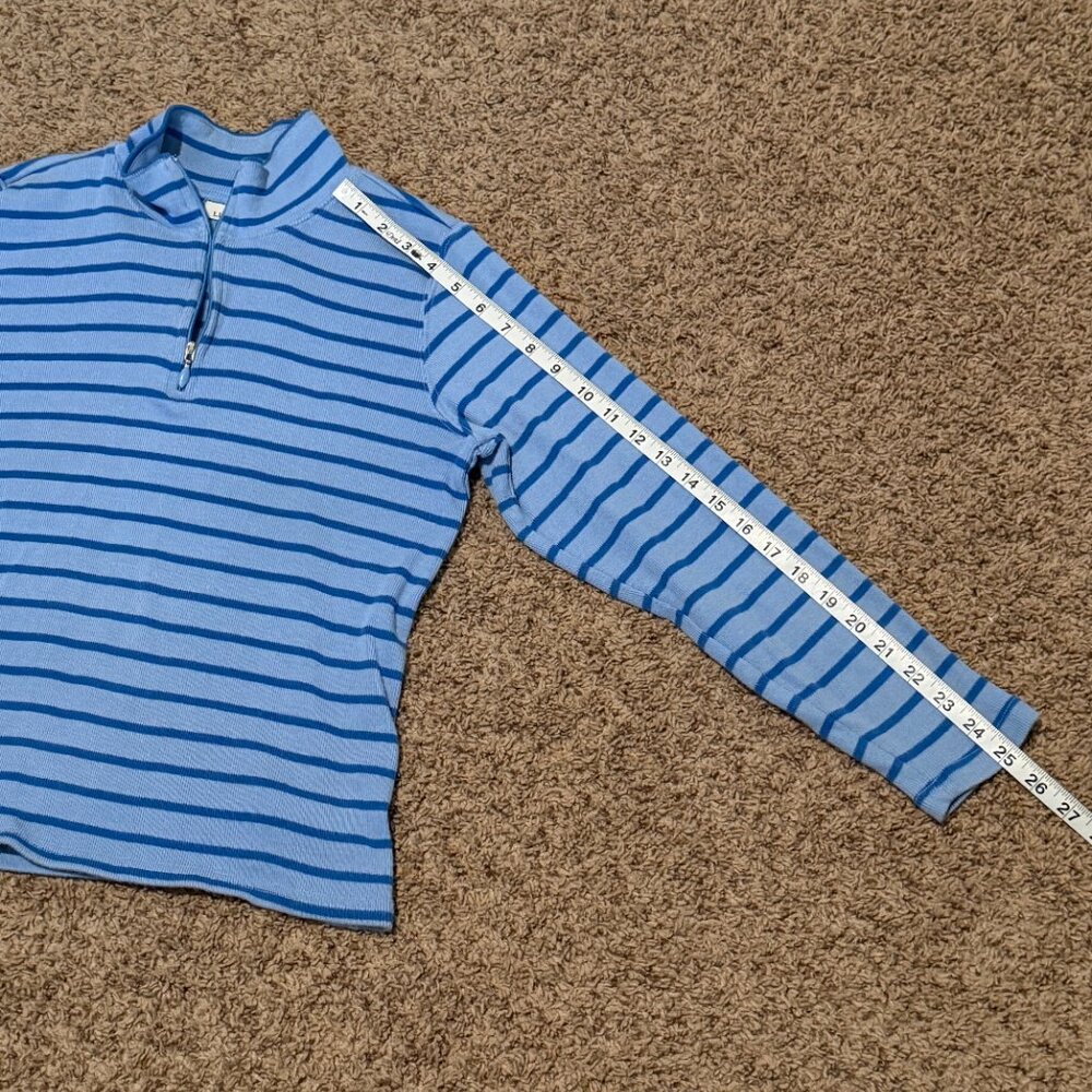 L.L. Bean Vintage 100% Cotton Striped Quarter Zip Pullover Knit Sweater Small - Picture 8 of 12
